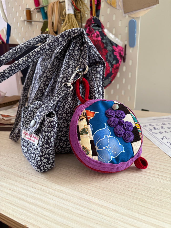 Round Batik Zipper Pouch Bag Charm