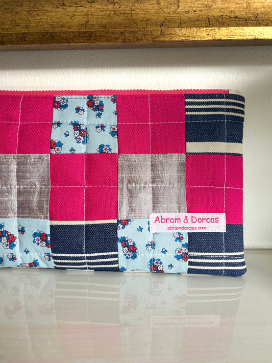 Quilted Clutch - Silk, Canvas, Cotton and Denim