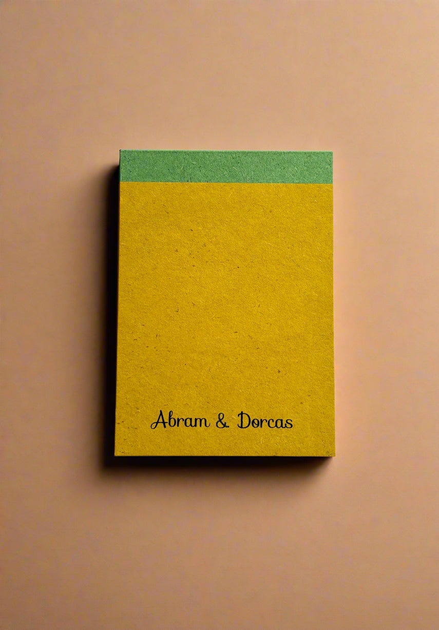 Notebook with 'Abram & Dorcas' biodegradable notebook eco friendly notepad