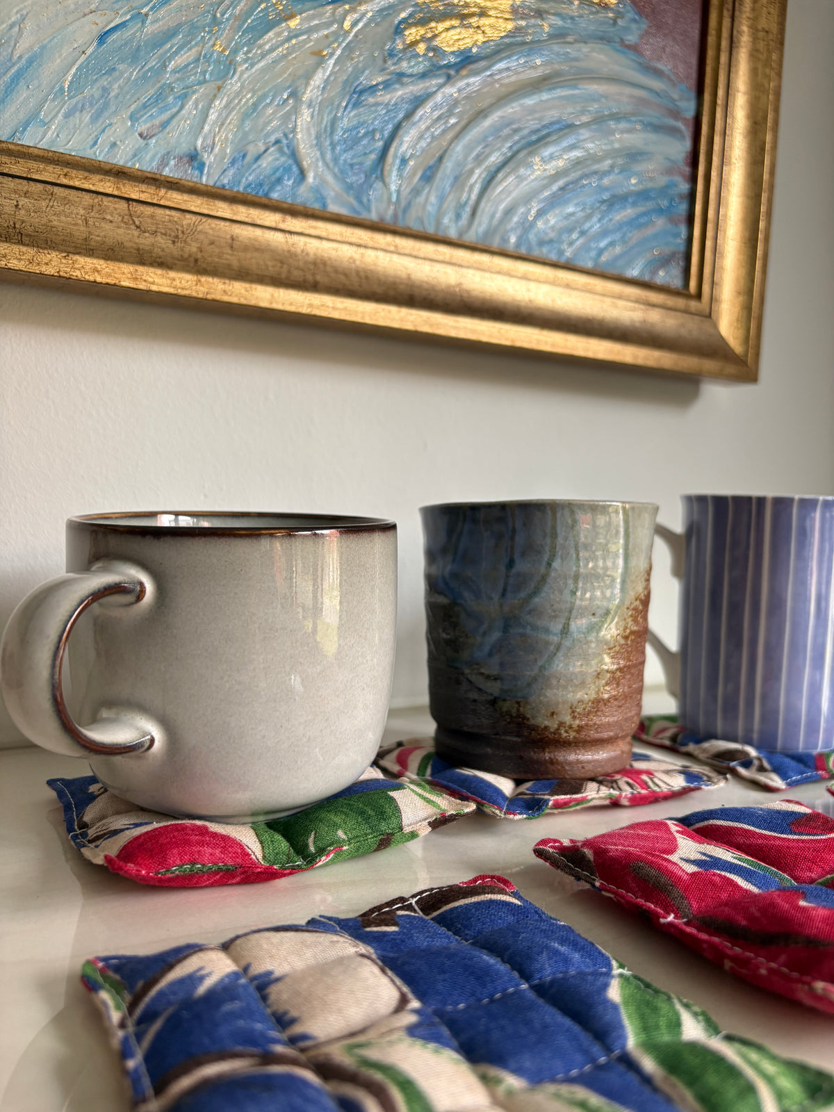 Japanese YUWA Linen Floral Coasters