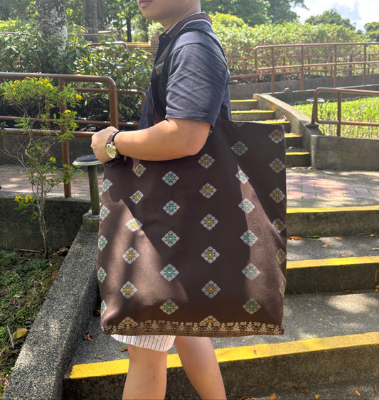 Handmade in Singapore Songket hand bag made from Malaysian Songket fabric