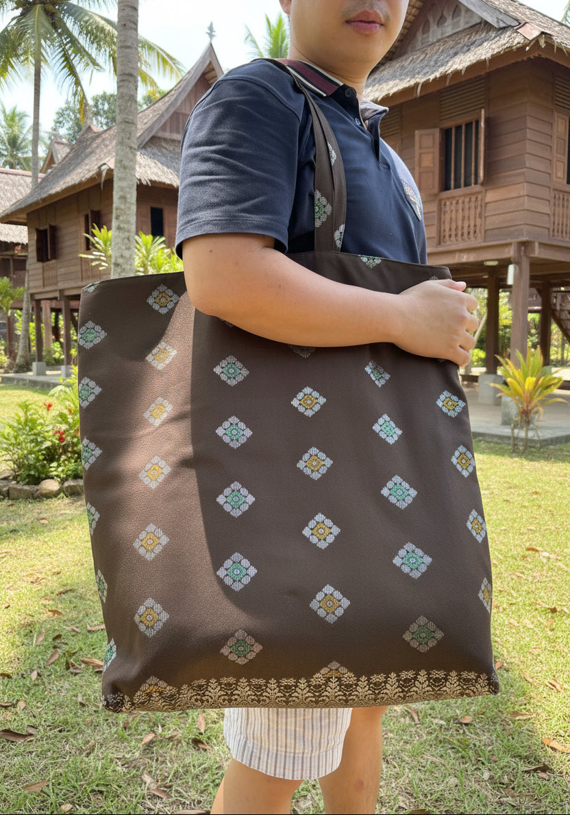 Handmade in Singapore Songket hand bag made from Malaysian Songket fabric