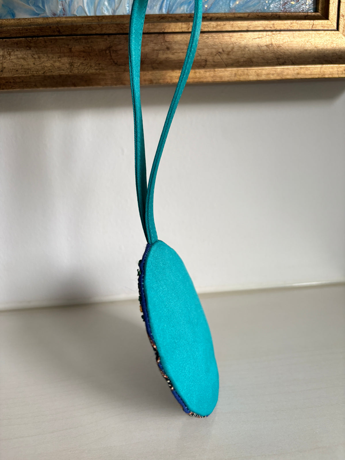 Hand-embroidered Blue Batik Bag Charm
