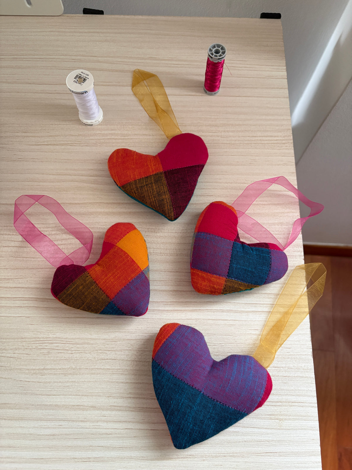 Madras Check Heart Ornament