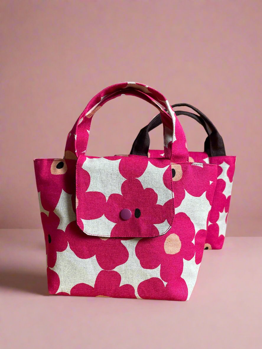 Pink Floral Short Handle Handbag