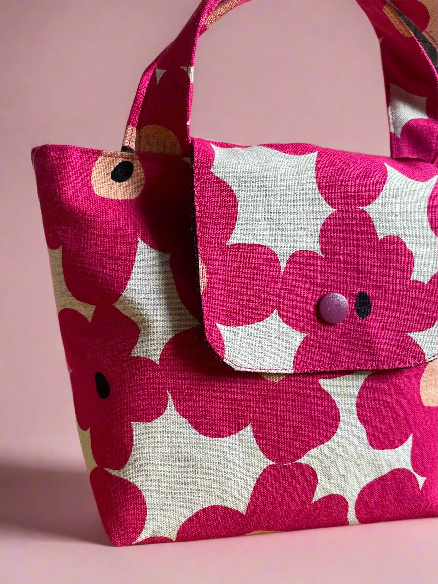 Pink Floral Short Handle Handbag