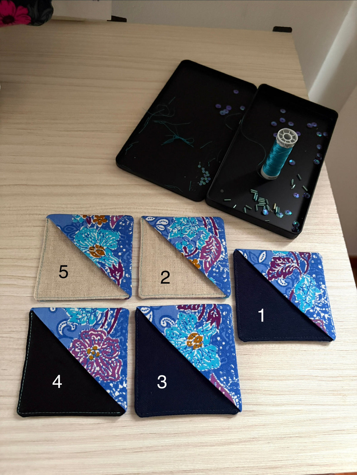 Hand-Beaded Bookmarks - Blue Batik