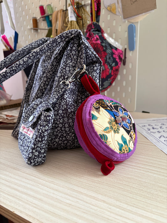 Round Batik Zipper Pouch Bag Charm