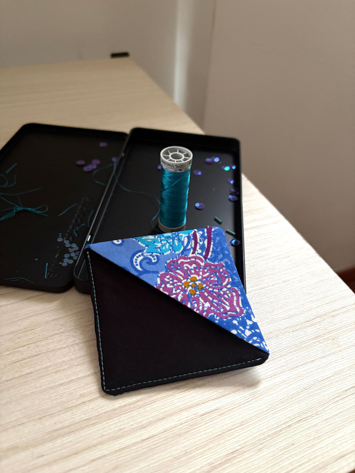 Hand-Beaded Bookmarks - Blue Batik