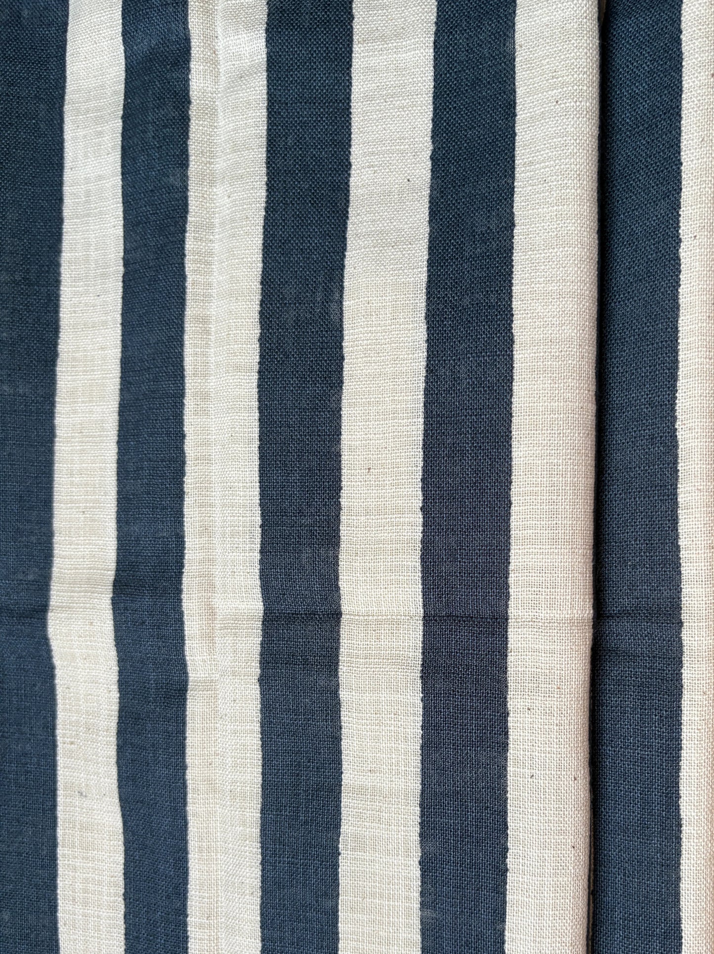 Close-up of blue and white striped Sevenberry Robert  Kaufman fabric made in Japan available for sale in Singapore