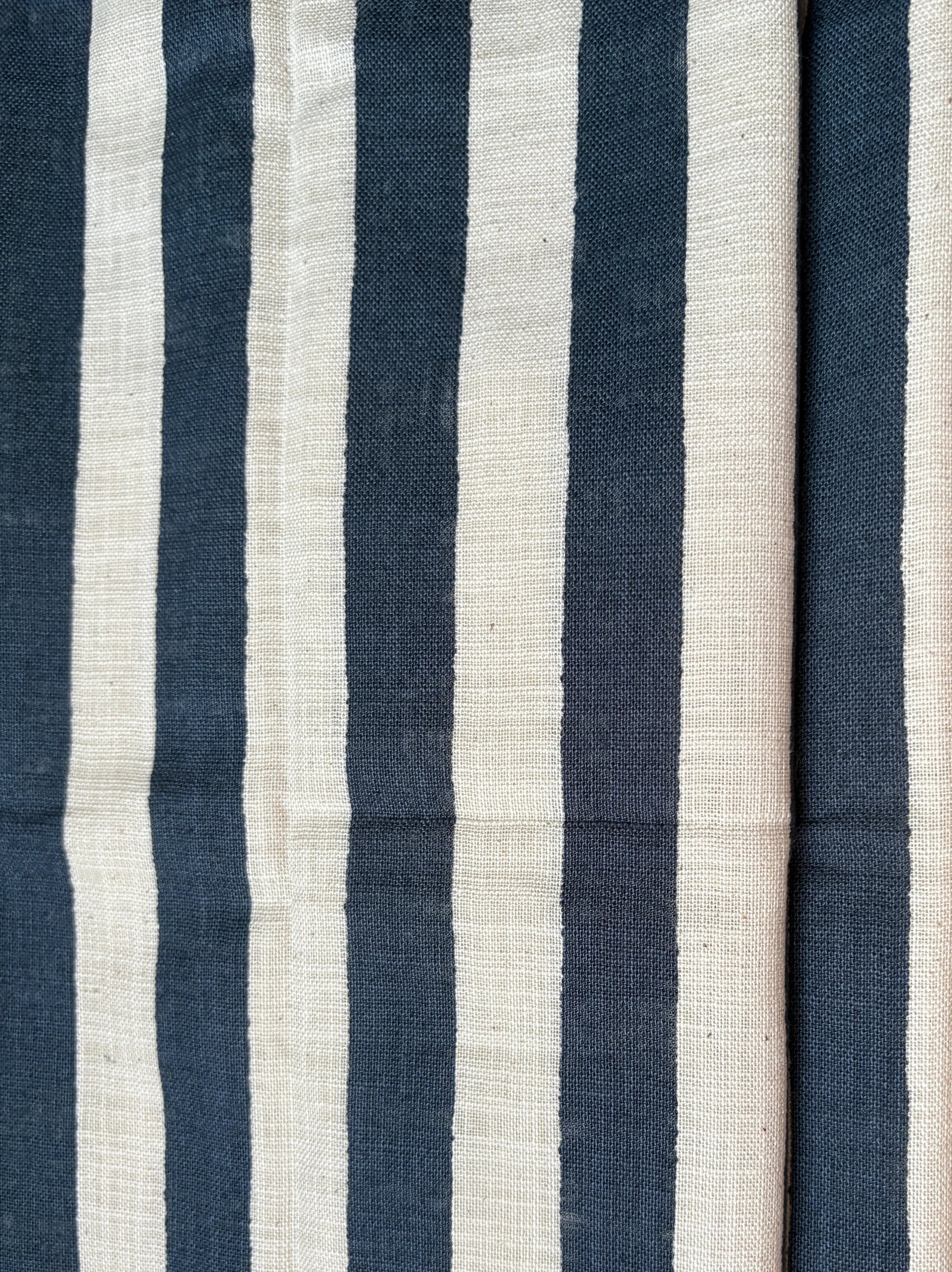 Close-up of blue and white striped Sevenberry Robert  Kaufman fabric made in Japan available for sale in Singapore