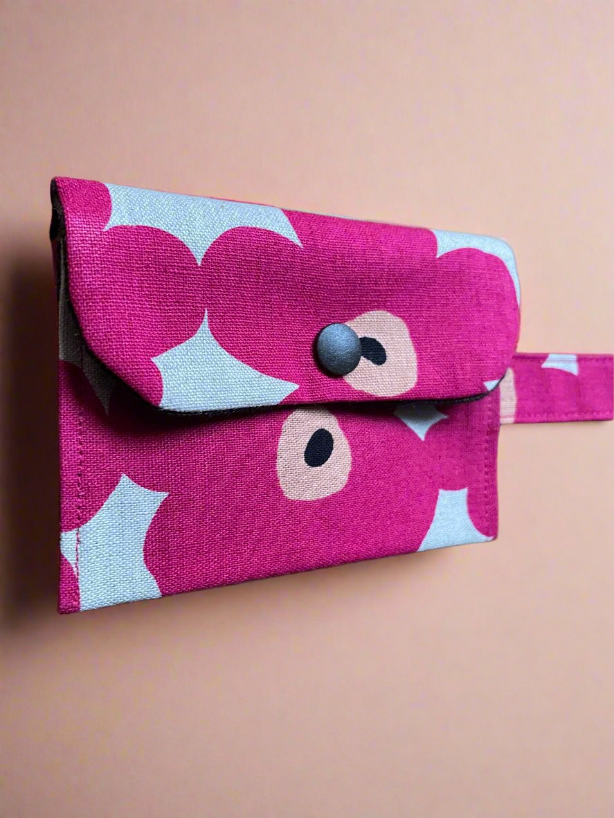 Pink Floral Wristlet Card Wallet