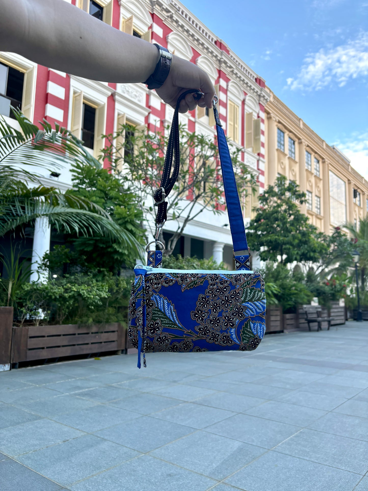 Blue Batik Handbag