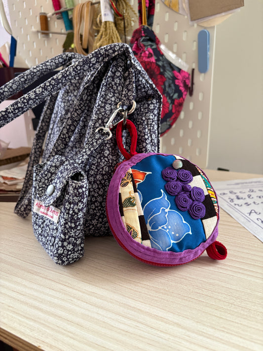 Round Batik Zipper Pouch Bag Charm