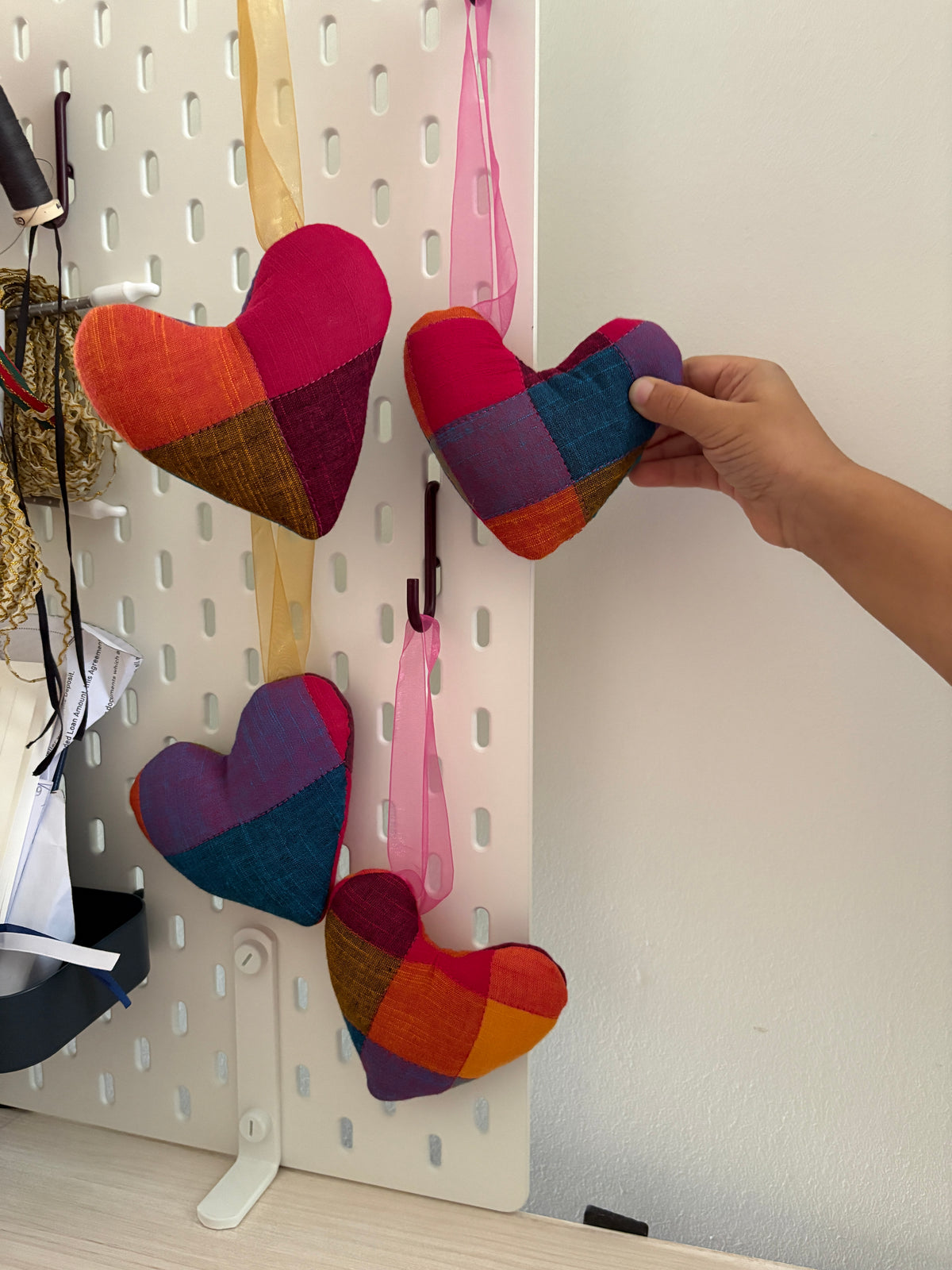 Madras Check Heart Ornament