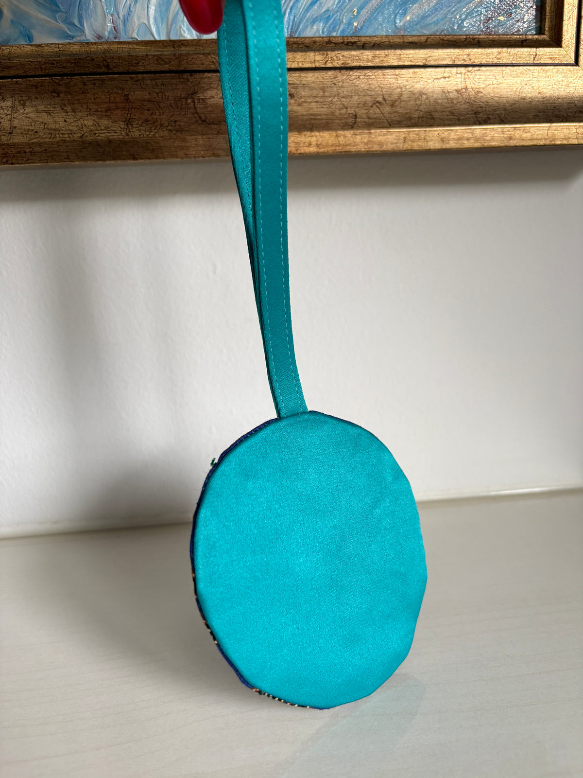 Hand-embroidered Blue Batik Bag Charm
