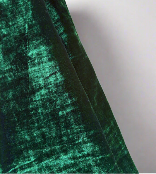 Close-up of green silk velvet
