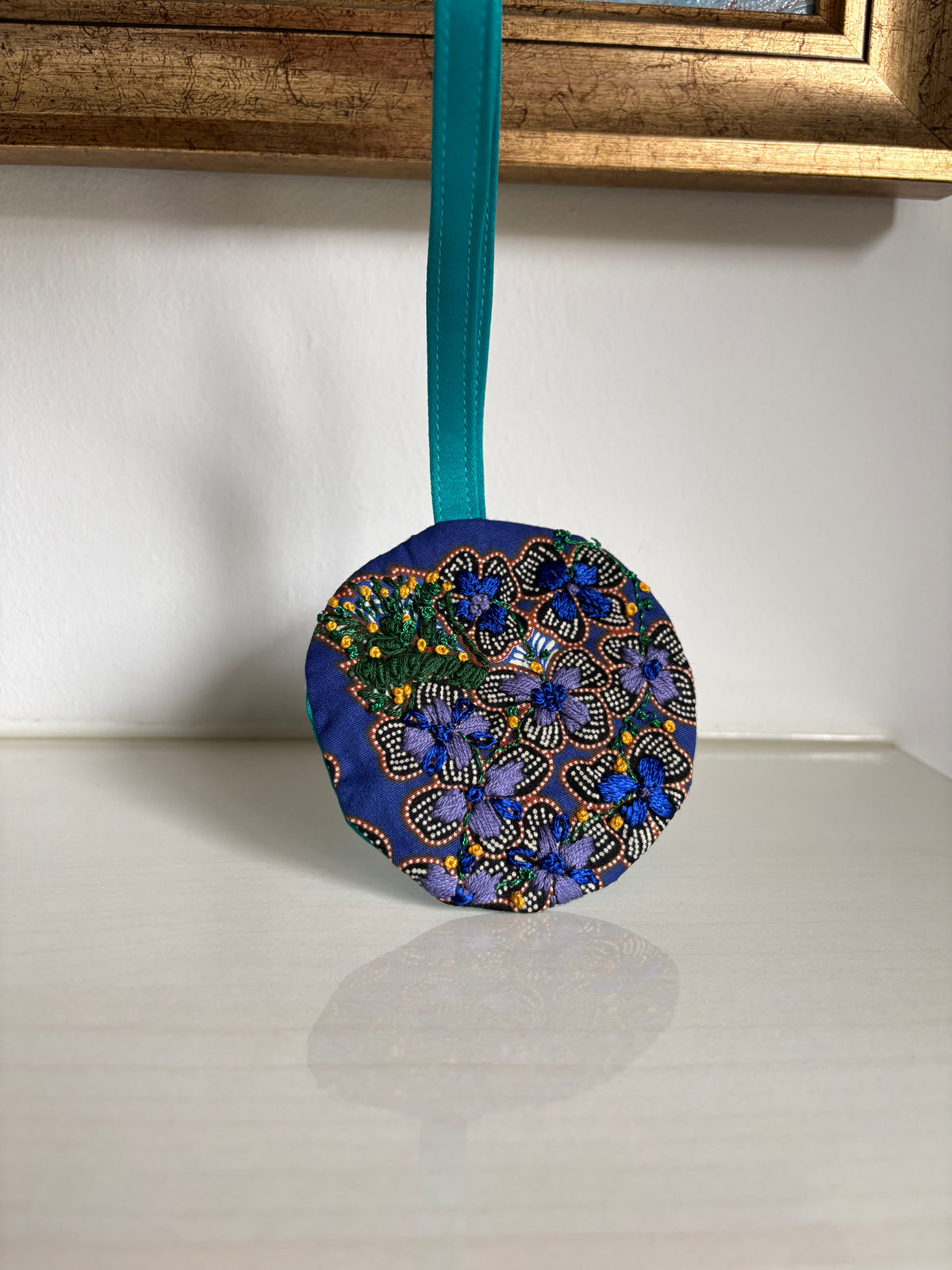 Hand-embroidered Blue Batik Bag Charm