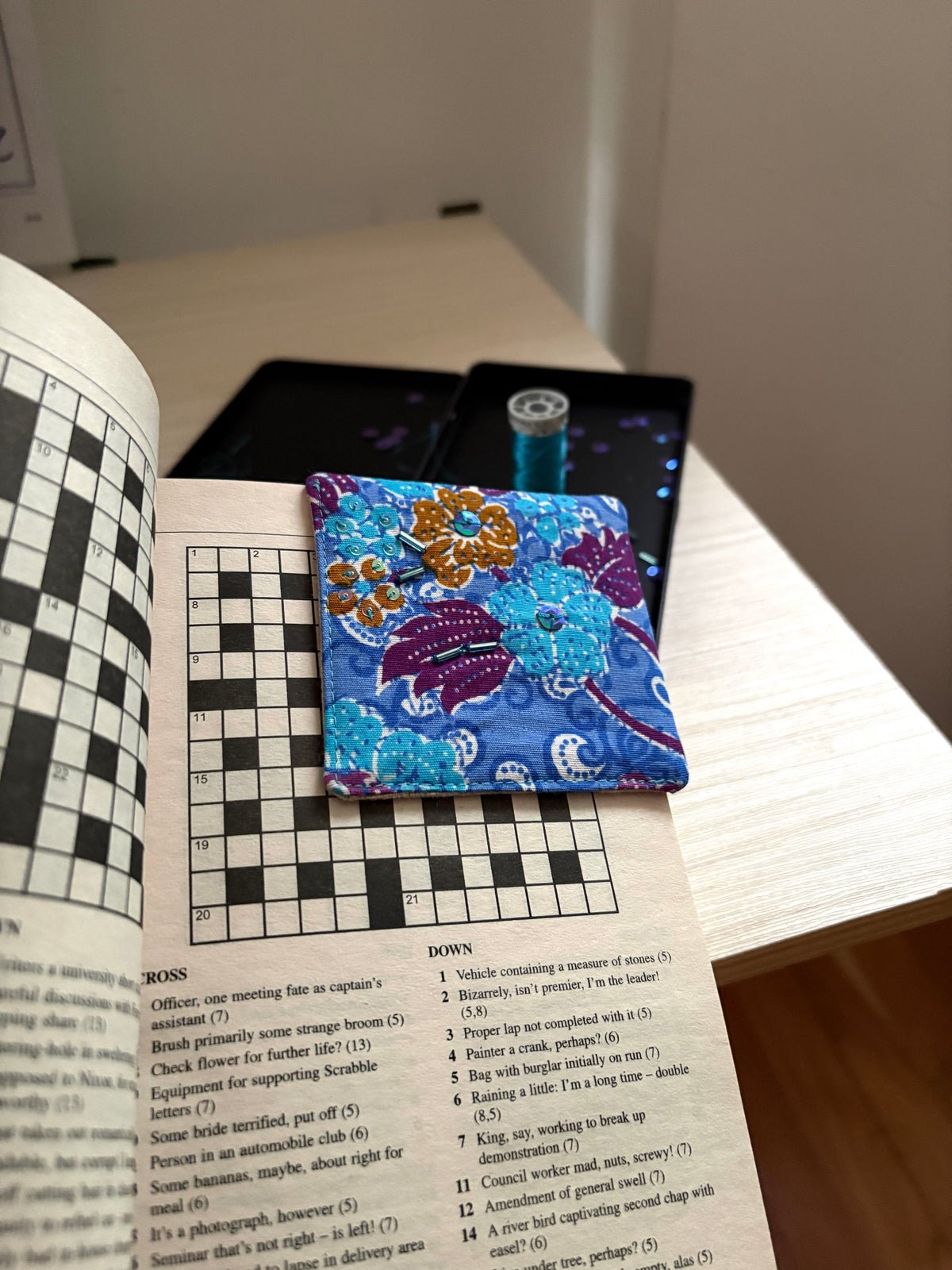 Hand-Beaded Bookmarks - Blue Batik