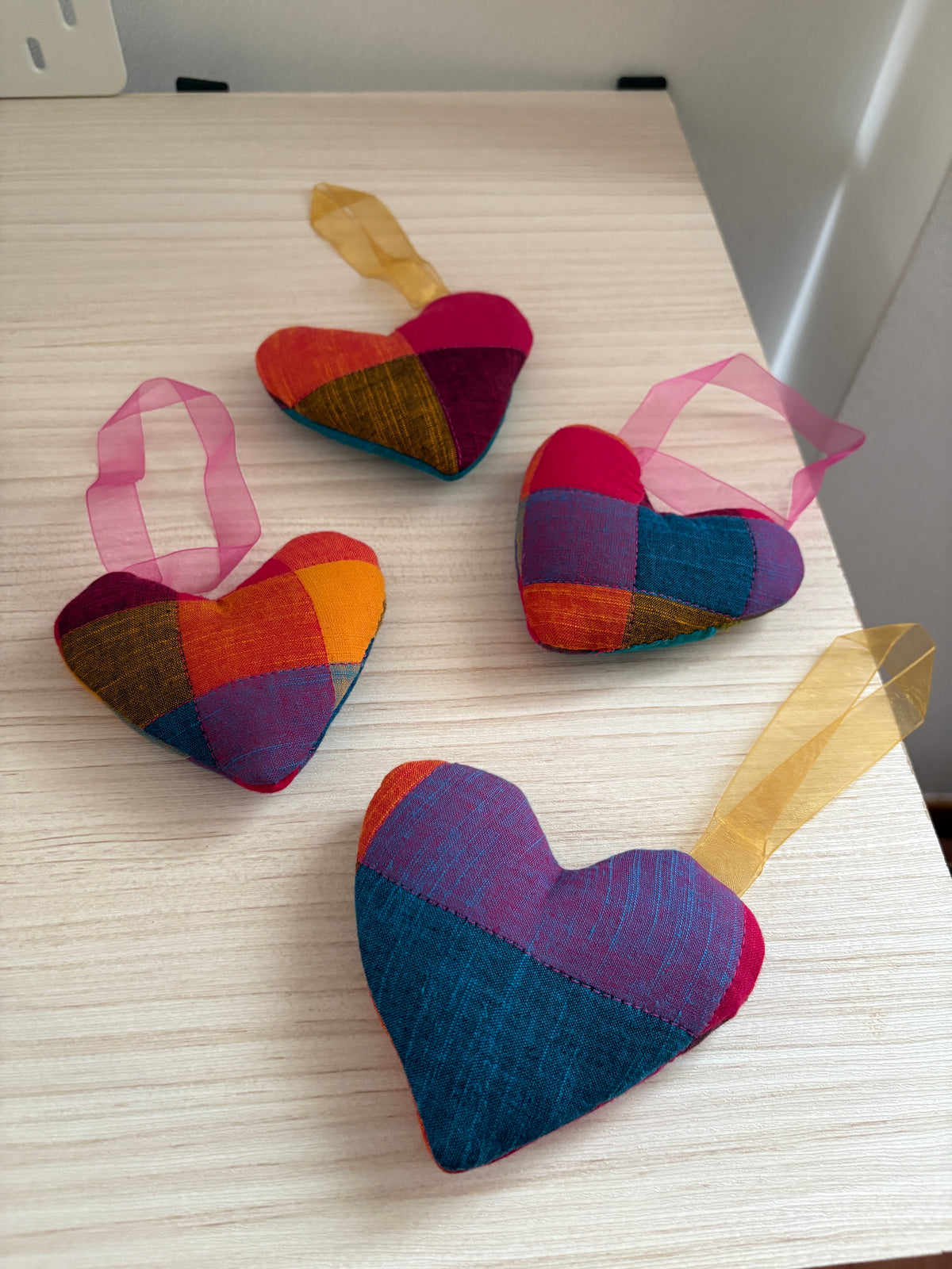 Madras Check Heart Ornament