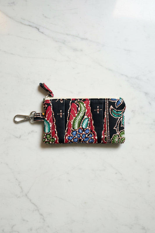 Handmade in Singapore Batik purse that doubles as a bag charm with YKK zipper and lobster clasp.