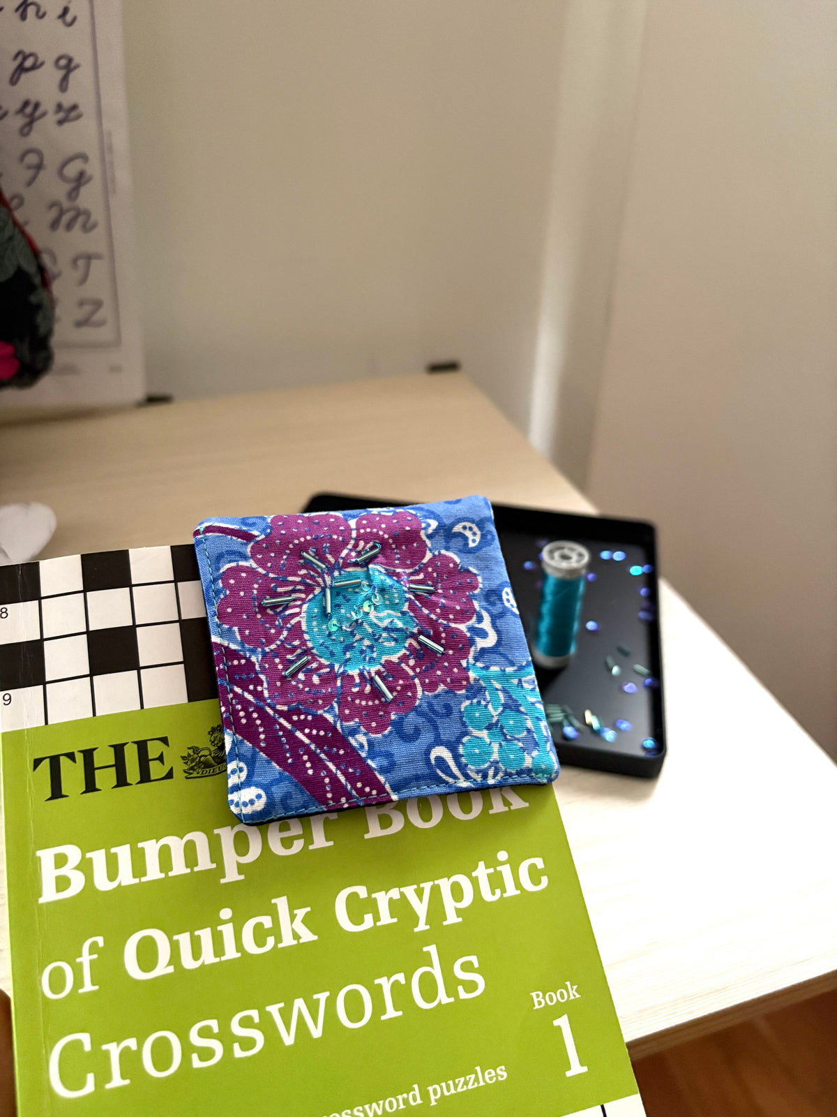 Hand-Beaded Bookmarks - Blue Batik