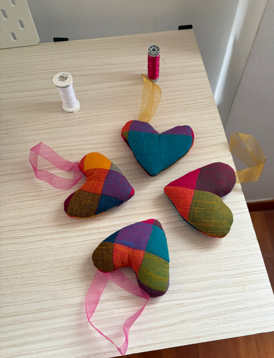 Madras Check Heart Ornament