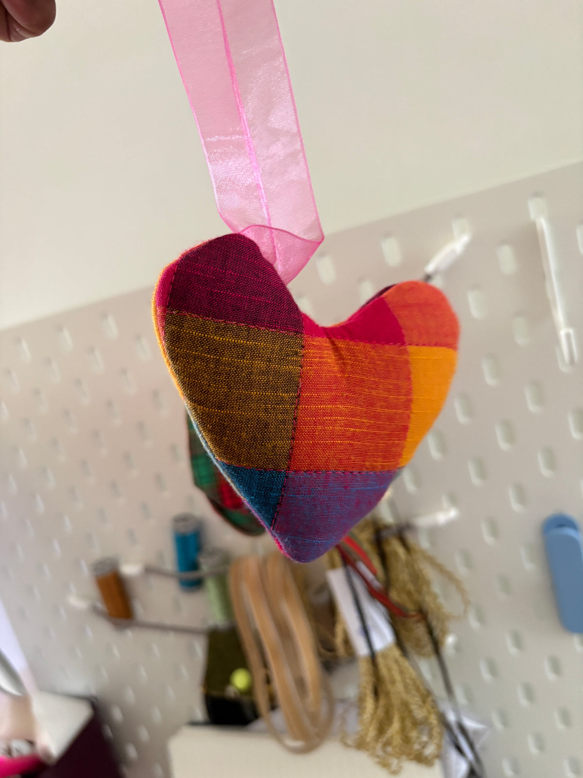 Madras Check Heart Ornament