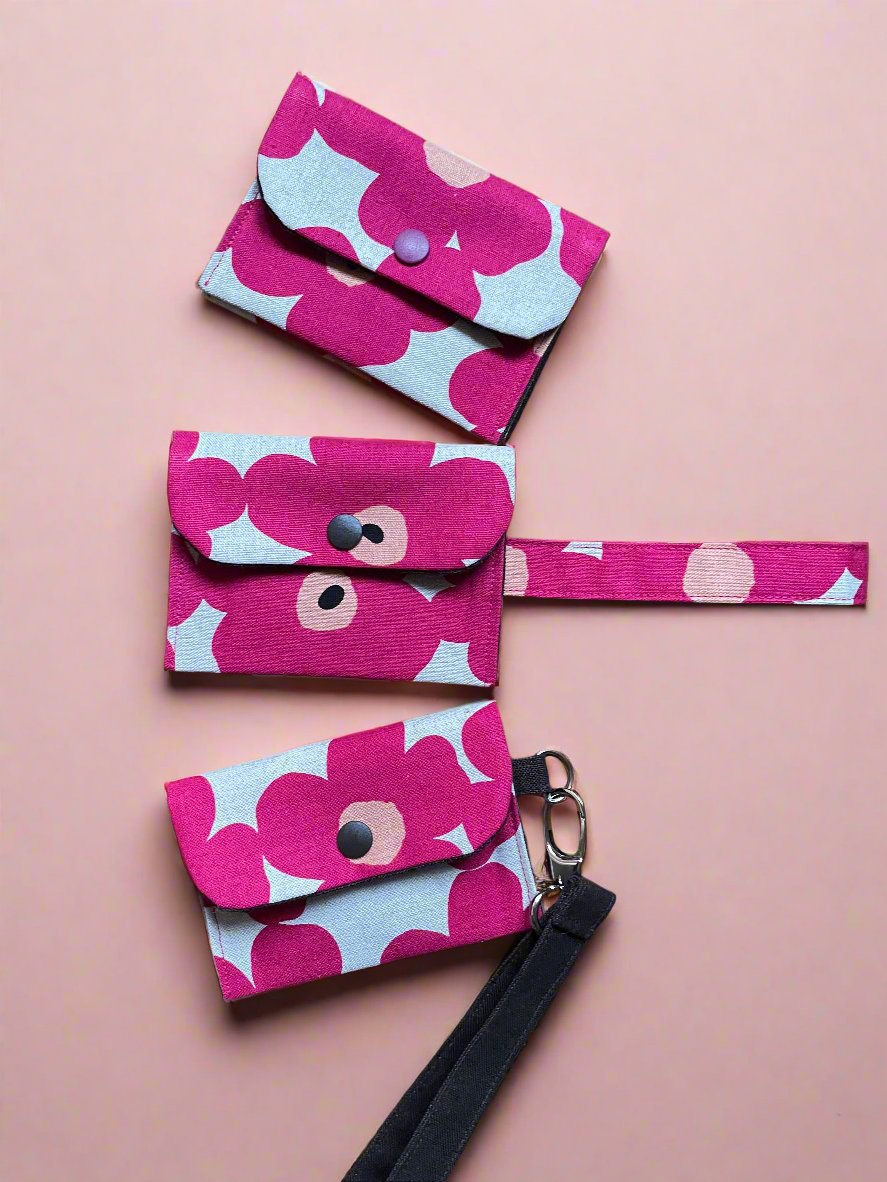 Pink Floral Wristlet Card Wallet