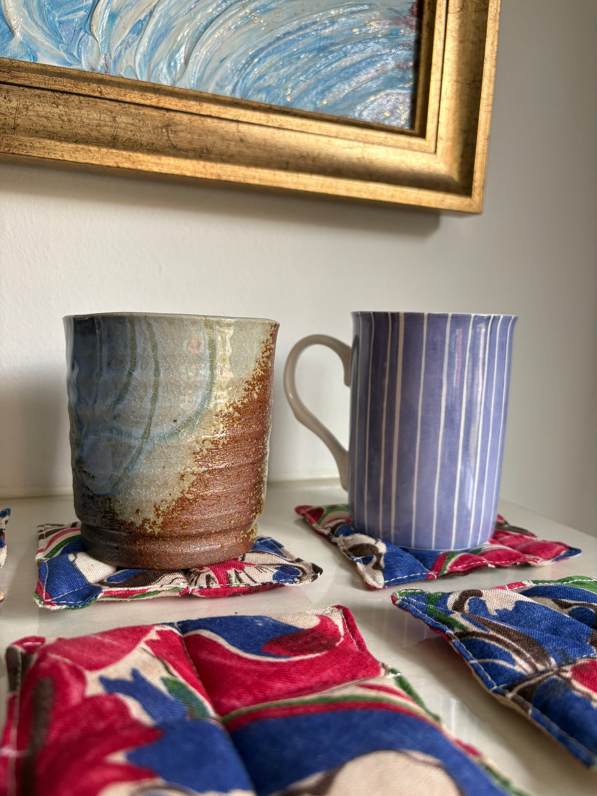 Japanese YUWA Linen Floral Coasters
