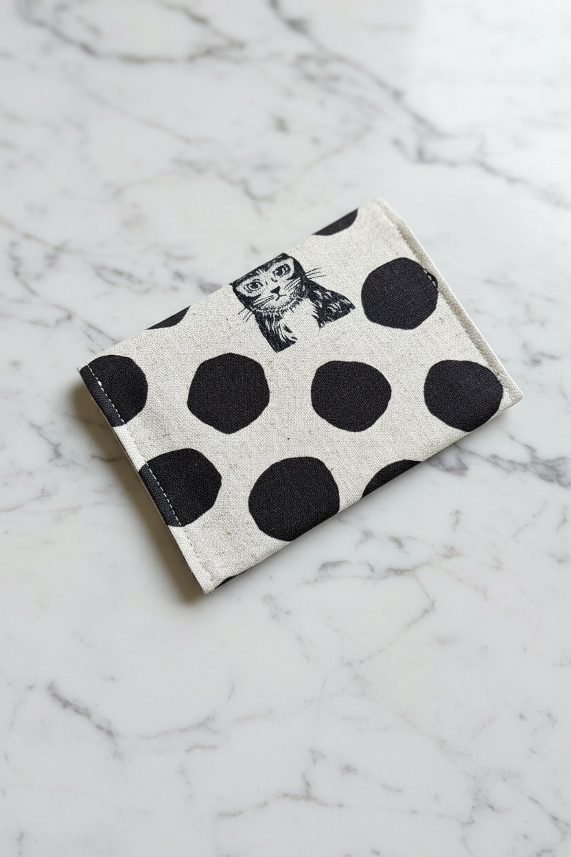 Cat wallet handmade in Singapore with Japanese canvas fabric.