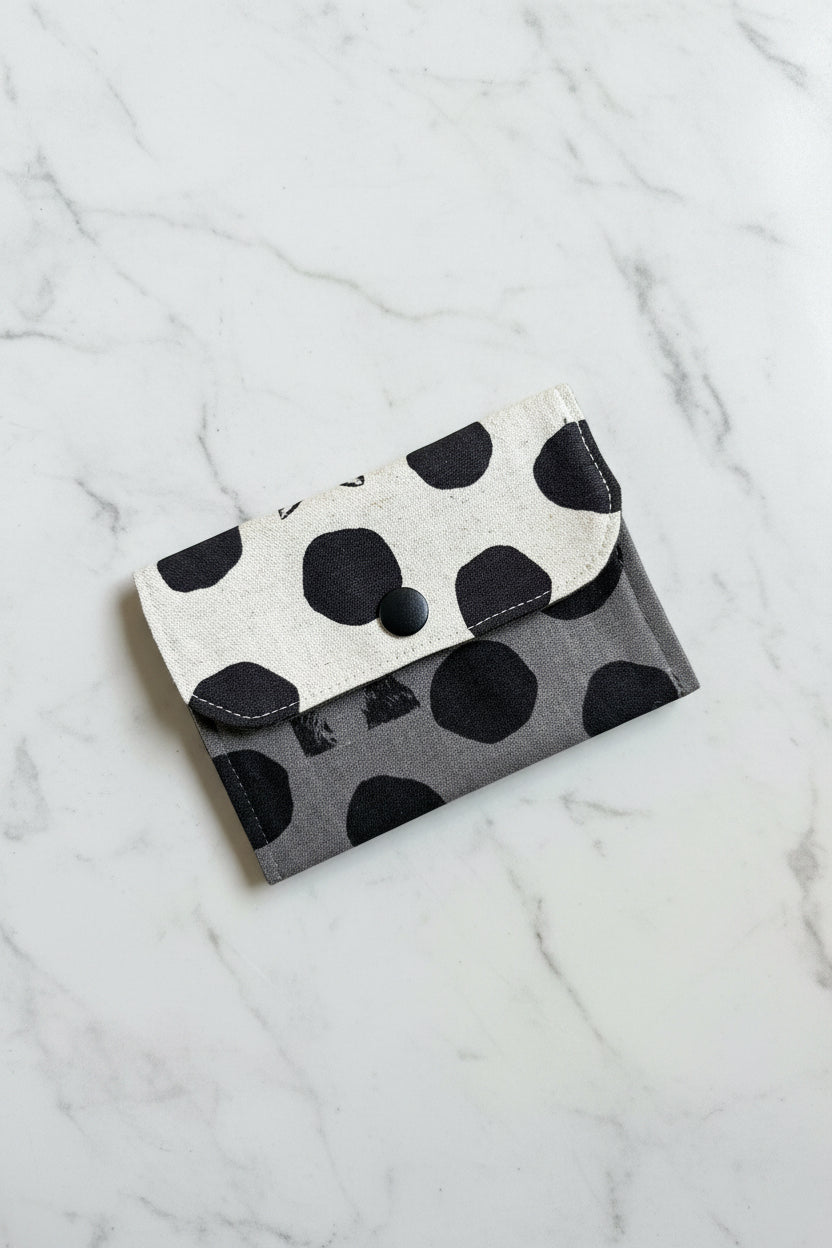 Polka dot cat print wallet and card holder handmade in Singapore.
