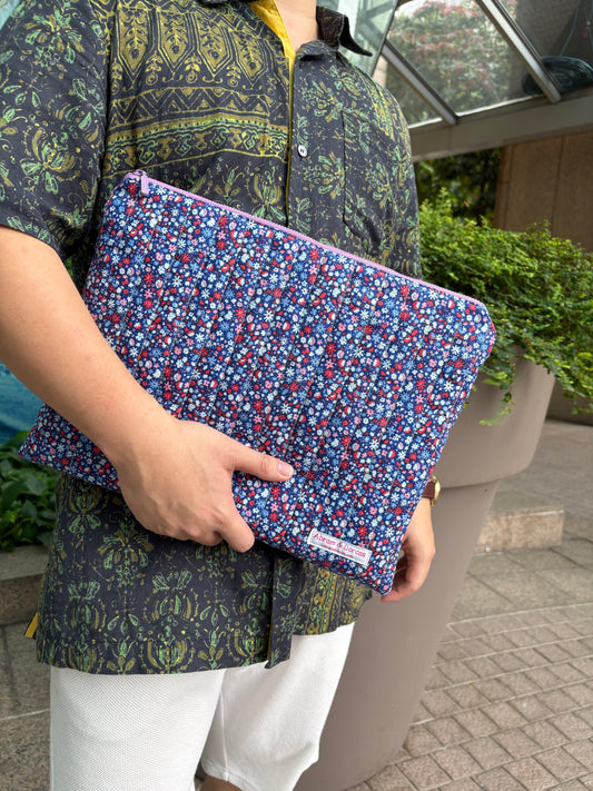 Liberty of London laptop bag handmade in Singapore, lined with pure Japanese cotton with YKK zipper closure.
