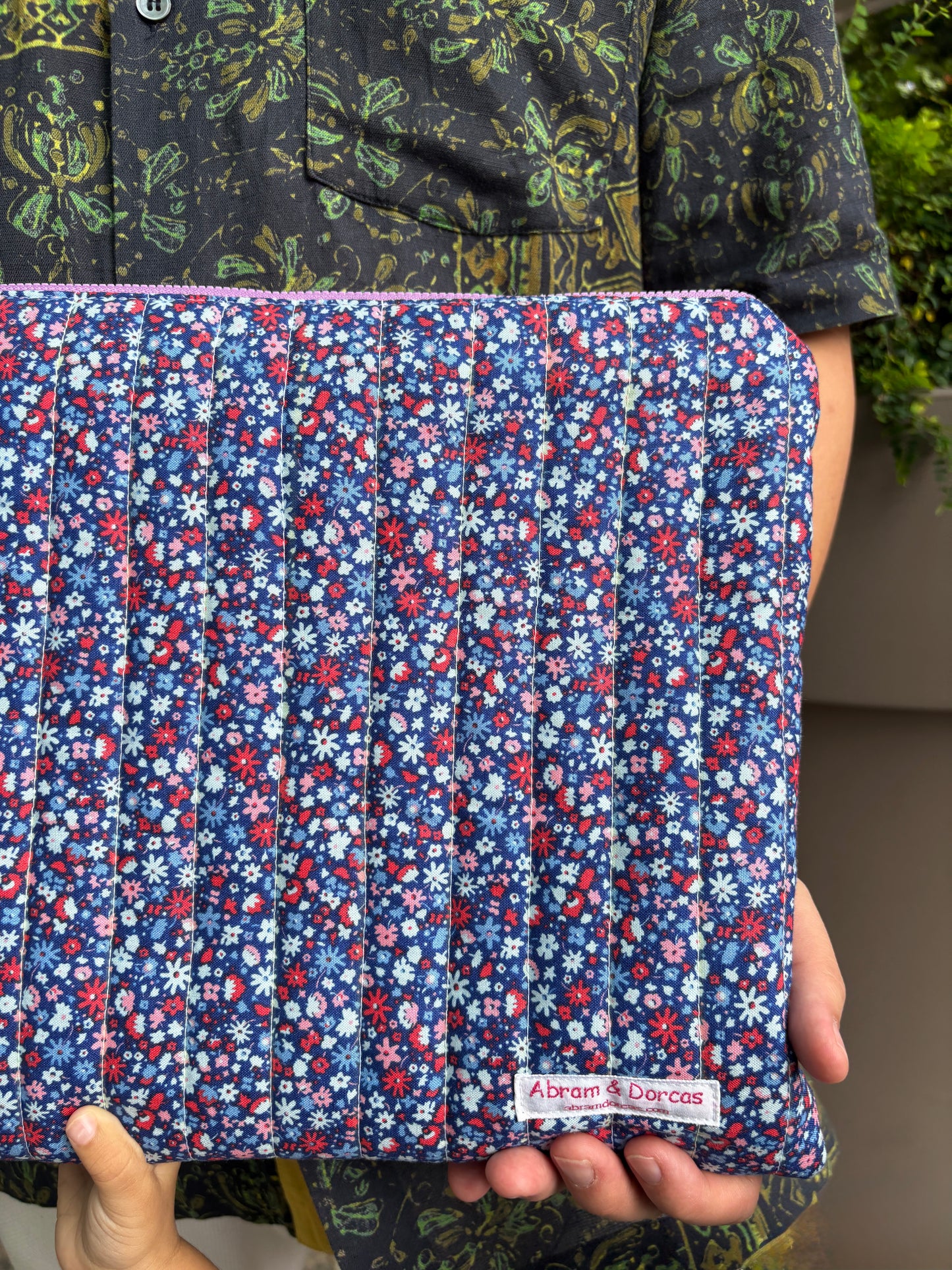 Liberty of London laptop bag handmade in Singapore, lined with pure Japanese cotton with YKK zipper closure.