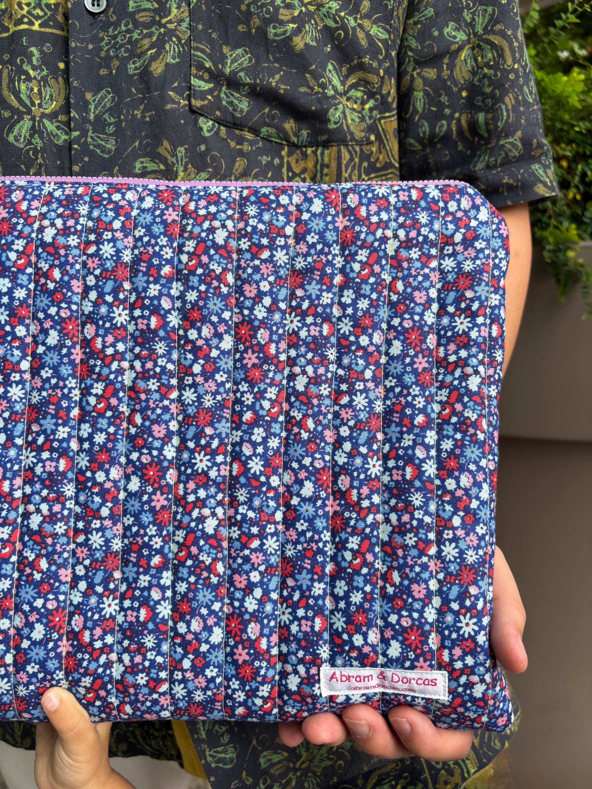 Liberty of London laptop bag handmade in Singapore, lined with pure Japanese cotton with YKK zipper closure.