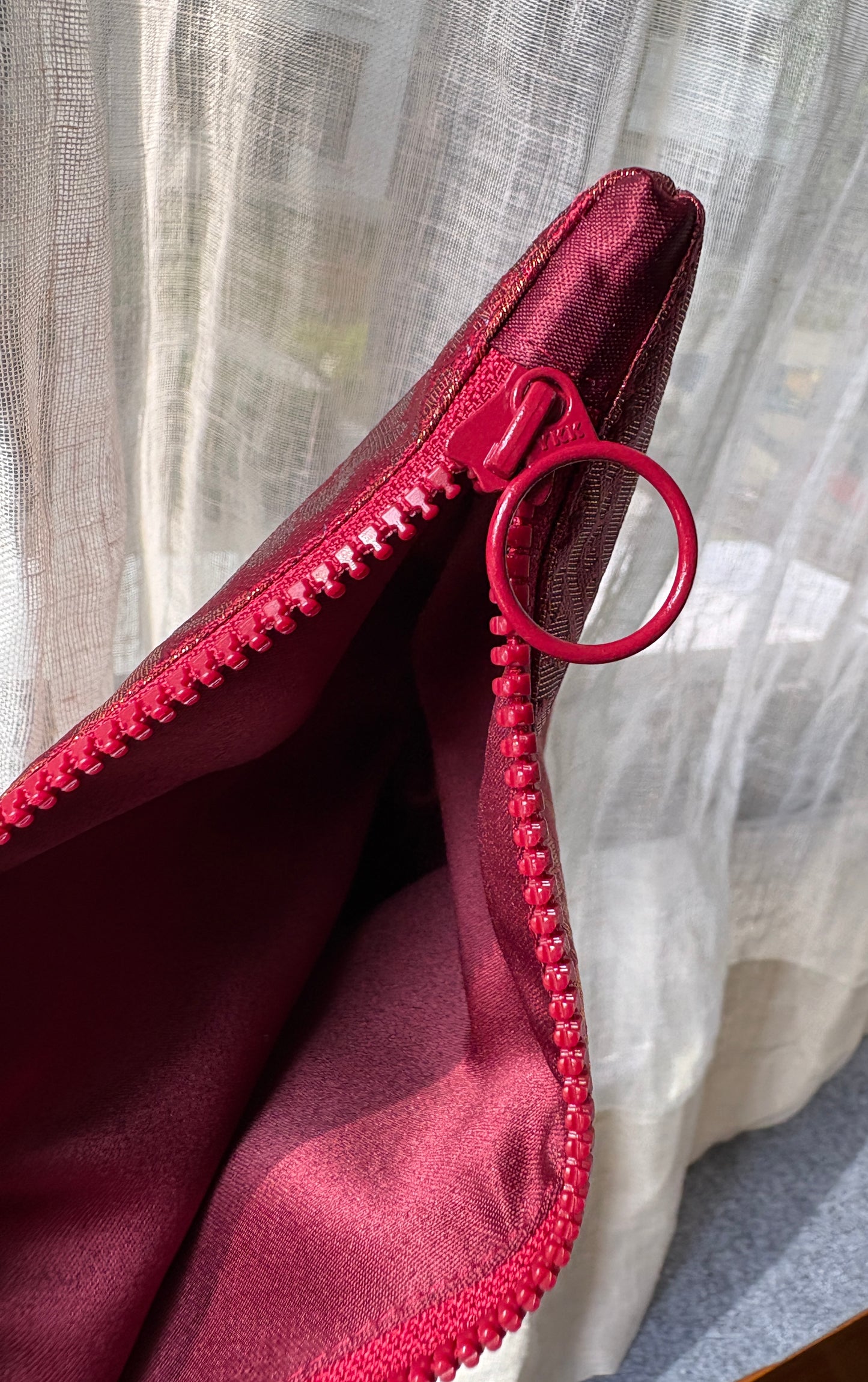 Pouch with YKK zipper  made from sari fabric handmade in Singapore